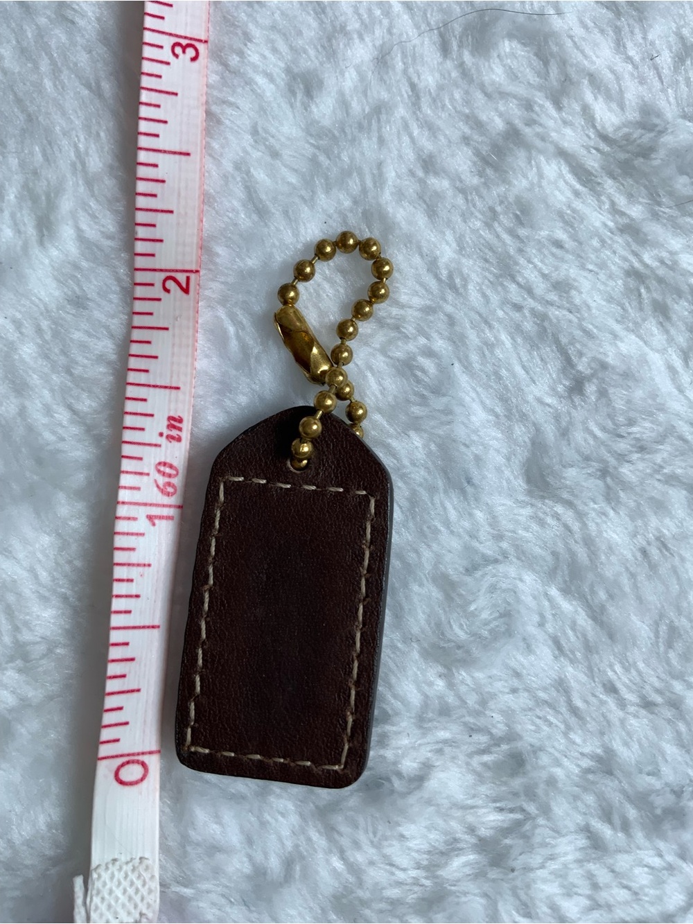 Coach Brown Leather Key Tag with Gold Chain - Picture 2 of 2